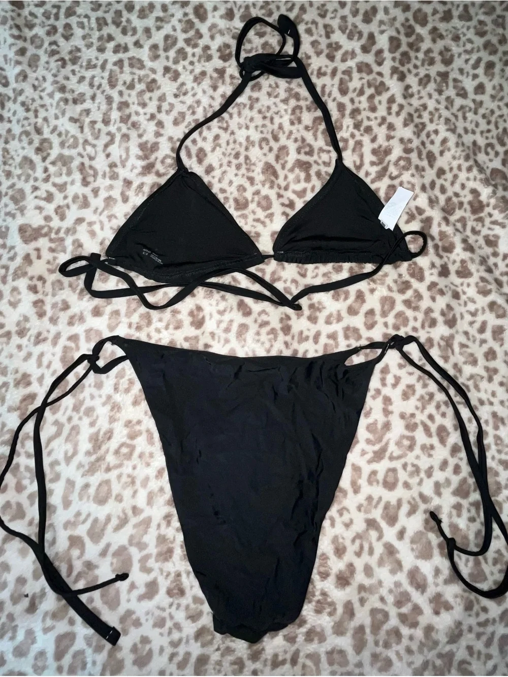 Aerie - Black Tie-Side Triangle Bikini Set